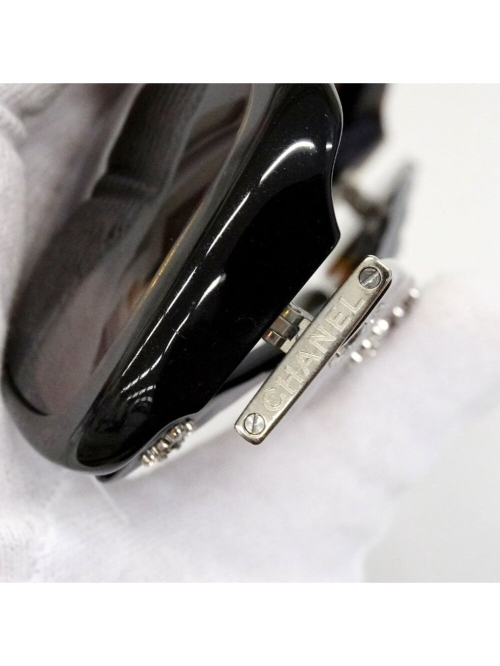 Chanel Sunglasses Acetate Black Silver Eyewear - Picture 4 of 10